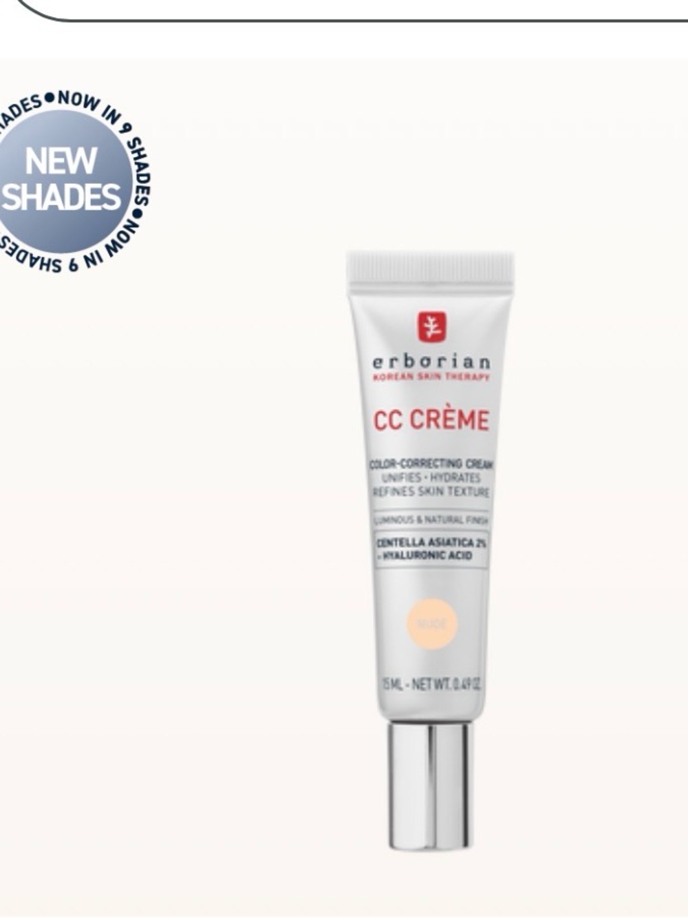 NIB ERBORIAN HIGH DEFINITION RADIANCE CC FACE CREAM SHADE porcelain new formula!